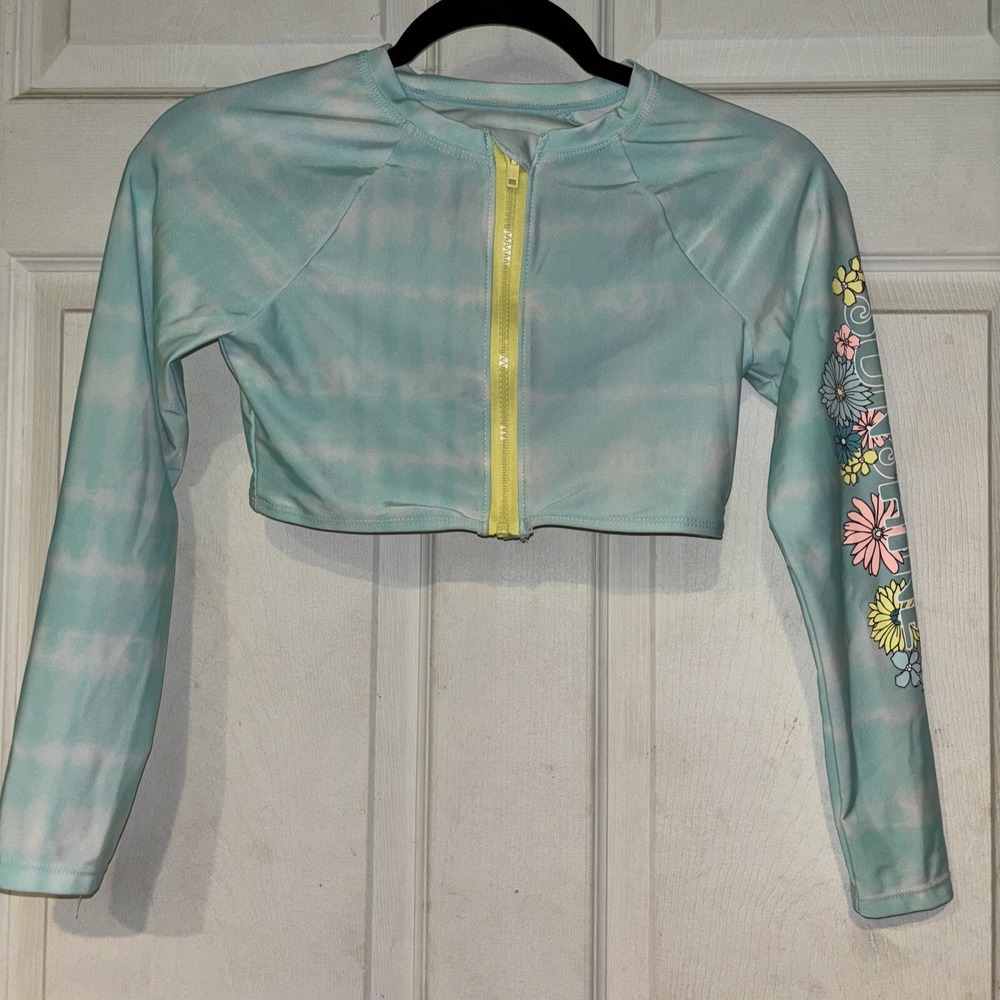 Wonder Nation Tie Dye Sky Blue Rash Guard Top shirt 1pc Swimsuit With UPF 50+